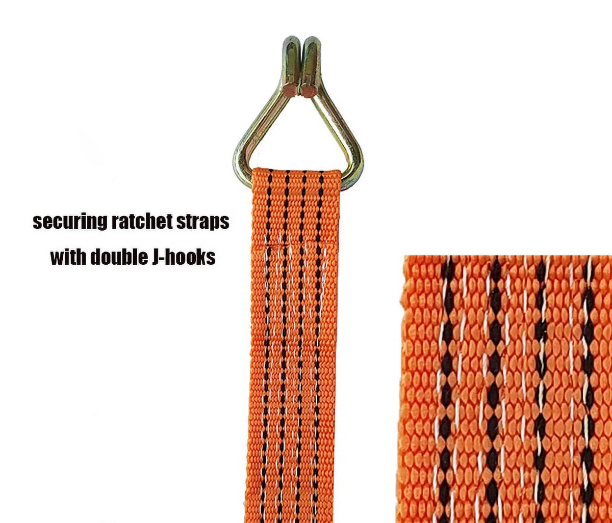 Heavy Duty Ratchet Straps with Double J-Hooks, 2 inch x 26.25 Feet, 11000 Lbs, 2 Packs M446