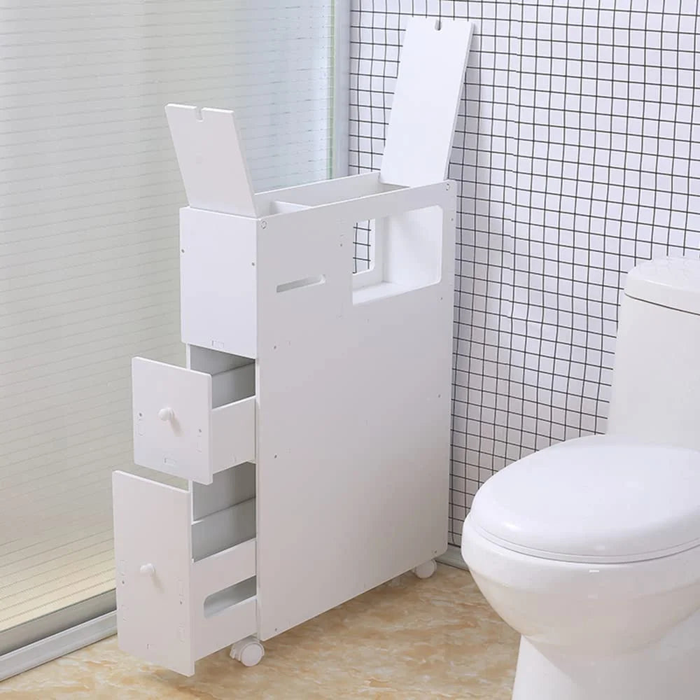 Slim Narrow Bathroom Storage Cabinet with Slide out Drawer M932
