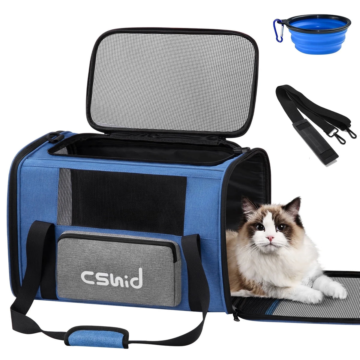 Soft Sided Foldable Pet Carrier with Bowl I3610