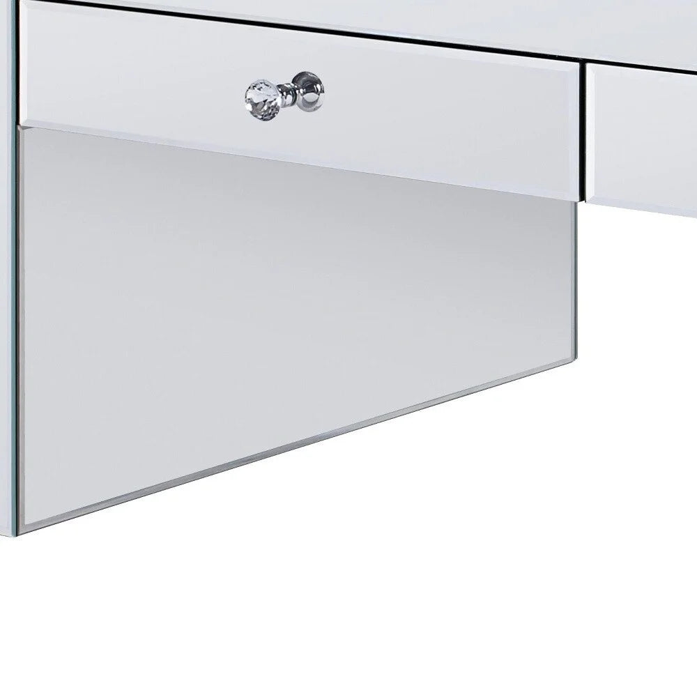 48" Silver Mirrored Coffee Table with Two Drawers D763039