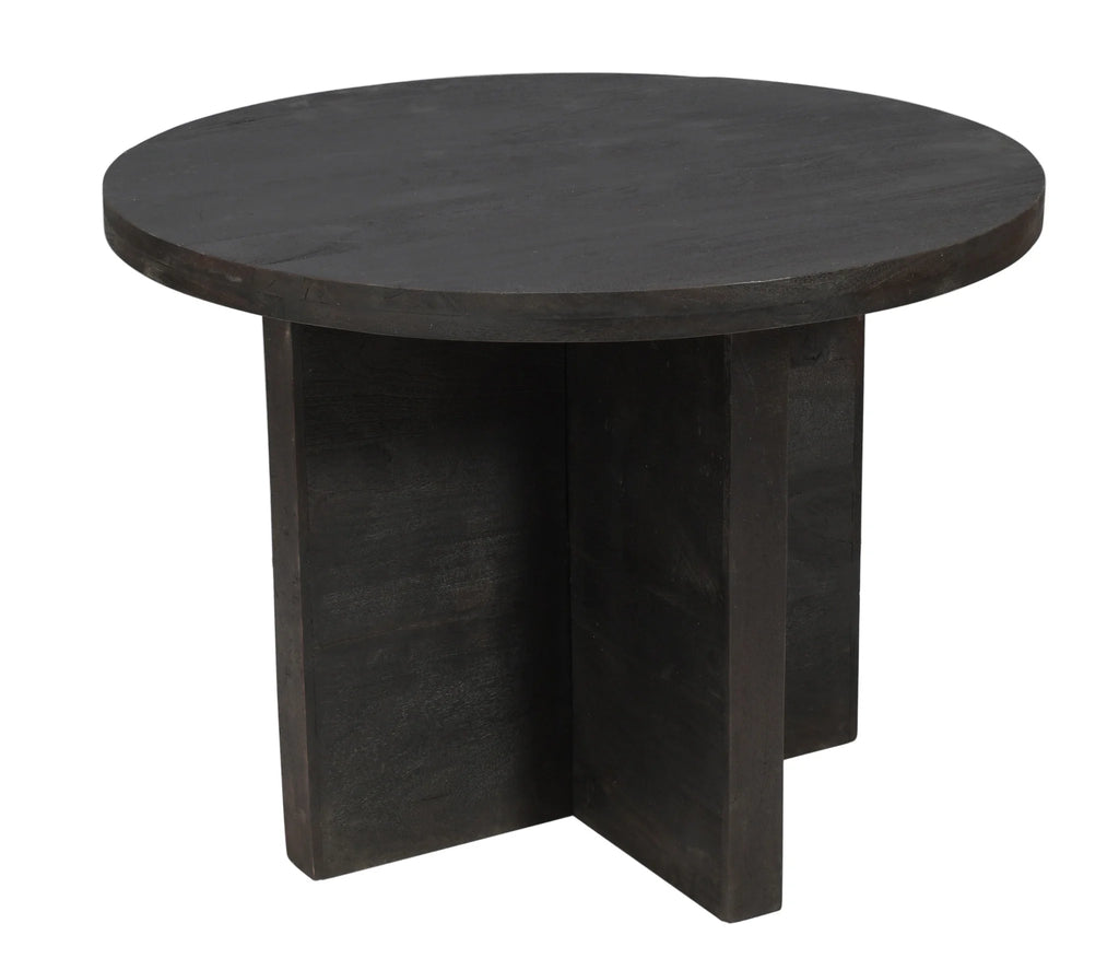 Dark Gray Rounded Solid Wood Dining Table N9438