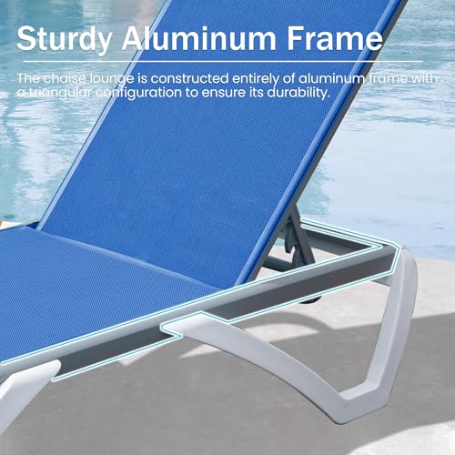 Adjustable Aluminum Outdoor Chaise Lounge with Table H282713