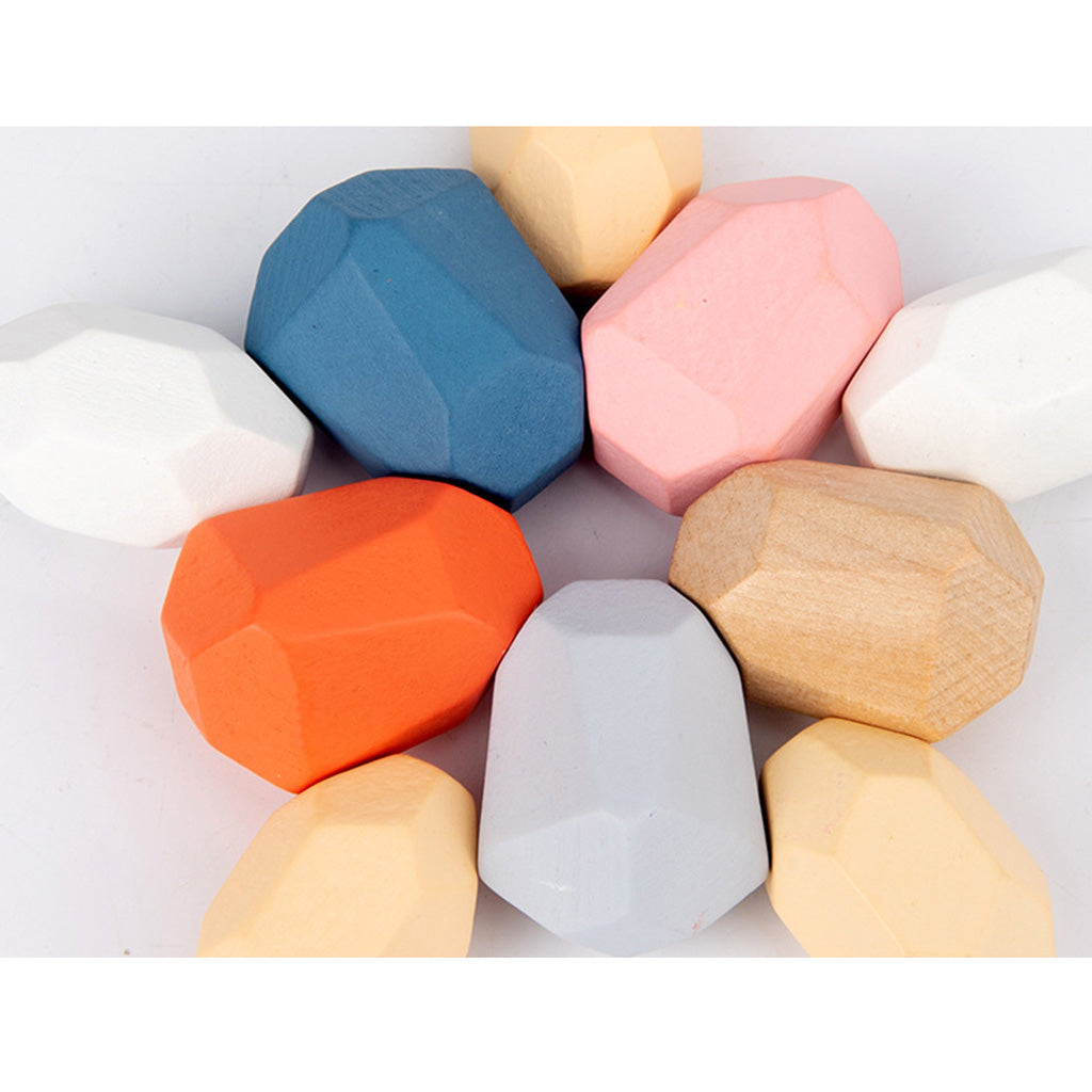 36 Pcs Wooden Colored Stone Stacking Game Building Block T886