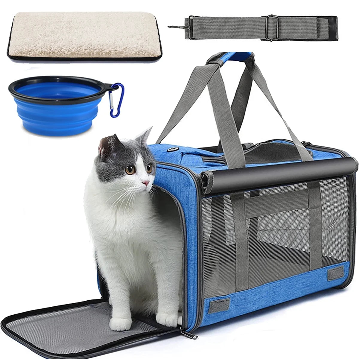 Soft Sided Foldable Pet Carrier with Bowl I3610