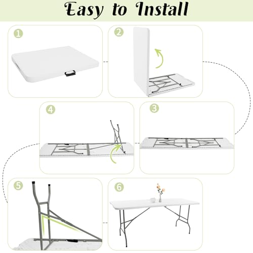 2 Pack 6 FT White Folding Plastic Table with Carrying Handle F92733
