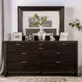 Wood 2-Piece Dresser and Mirror Set in Dark Walnut X479280