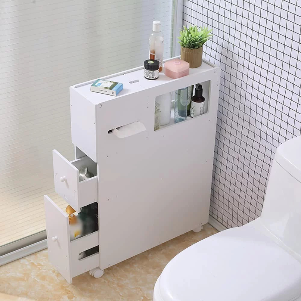 Slim Narrow Bathroom Storage Cabinet with Slide out Drawer M932