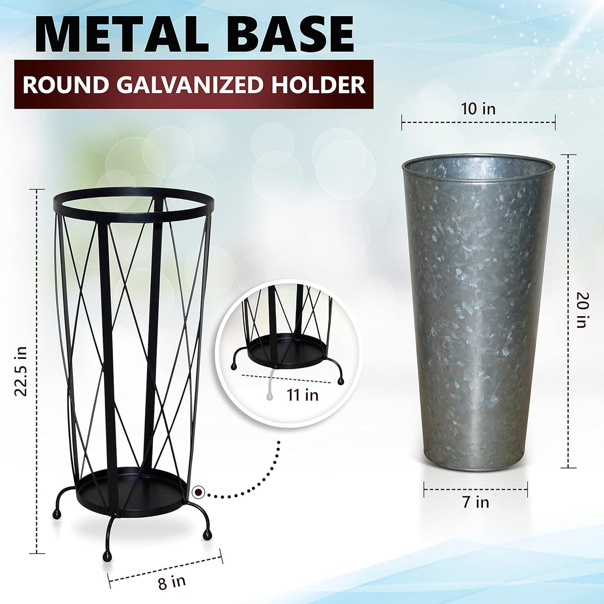 Galvanized Umbrella Holder Stand, 2 pcs, Metal Base V374954