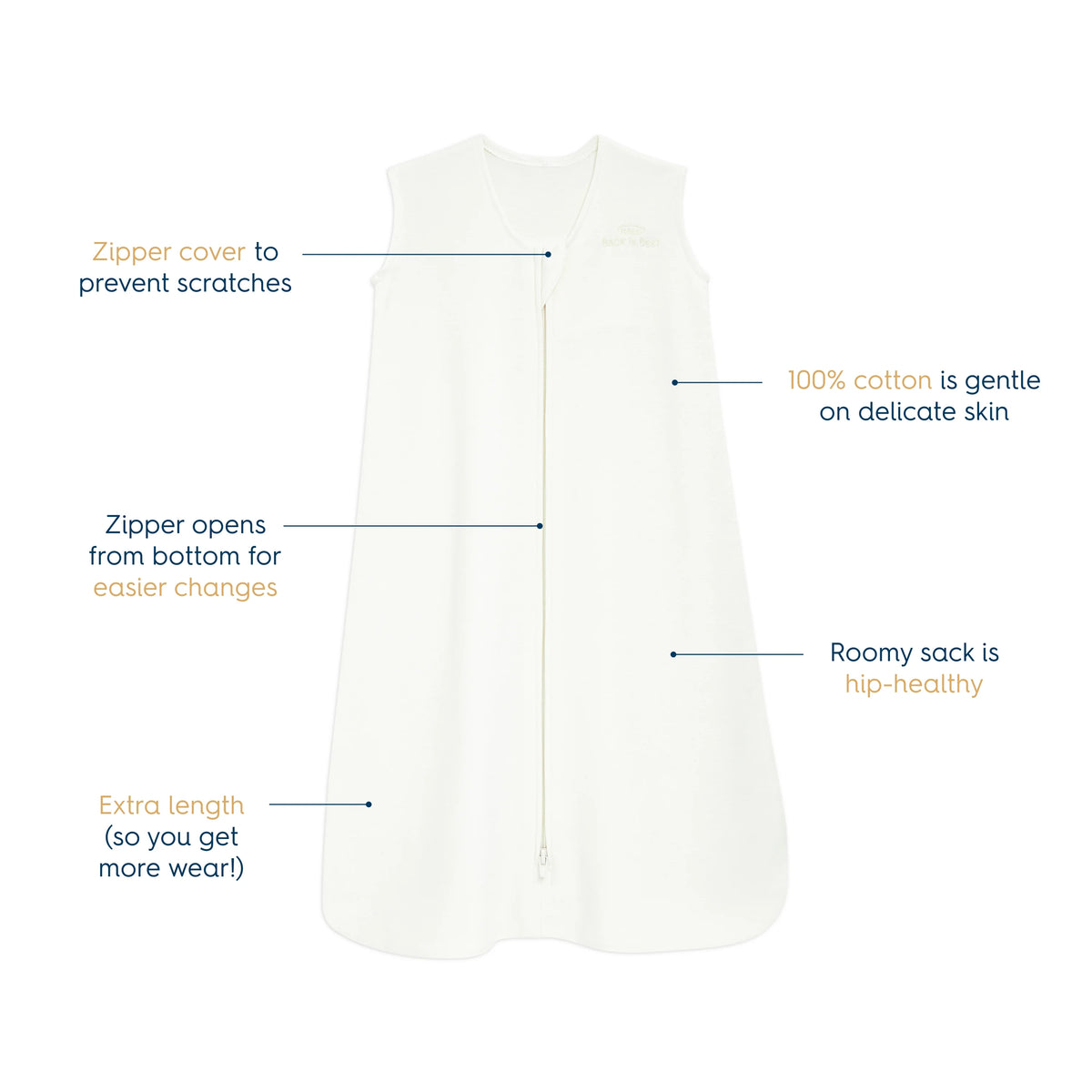 100% Cotton Wearable Blanket, Cream, Small K663190