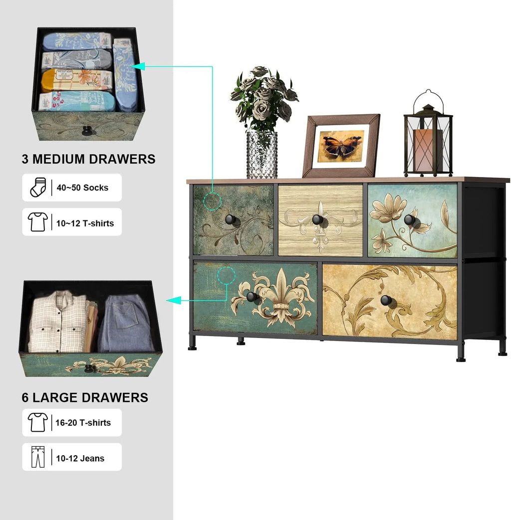 Fabric Dresser with 5 Drawers E88397