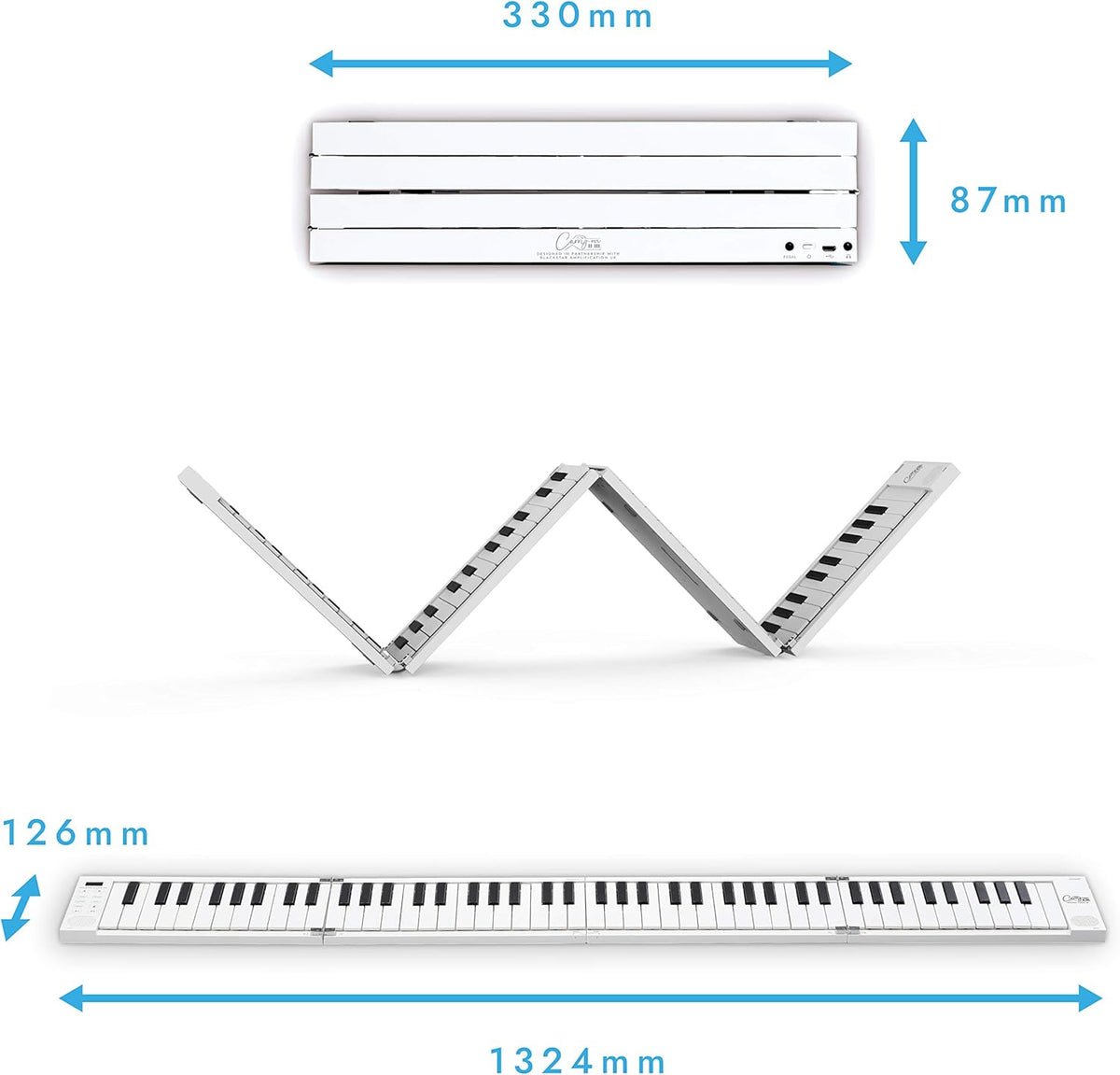 White Portable 88 Key Digital Piano Keyboard with Rechargeable Battery O603