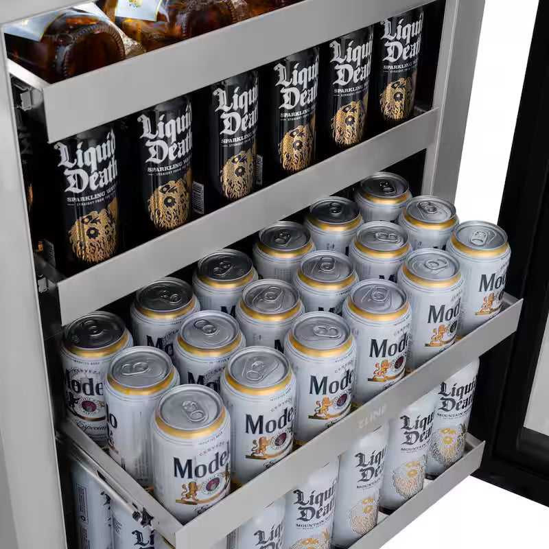 24 in. Single Zone Beverage Fridge with Stainless Door W477
