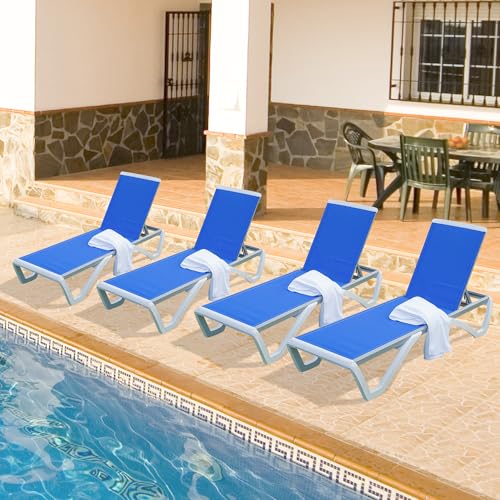Adjustable Aluminum Outdoor Chaise Lounge with Table H282713