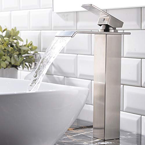 Black Single Handle Stainless Steel Waterfall Vessel Sink Faucet N71080