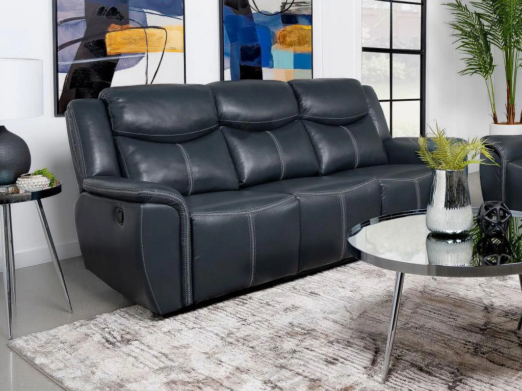 Blue Reclining Sofa with Drop Down Table T751