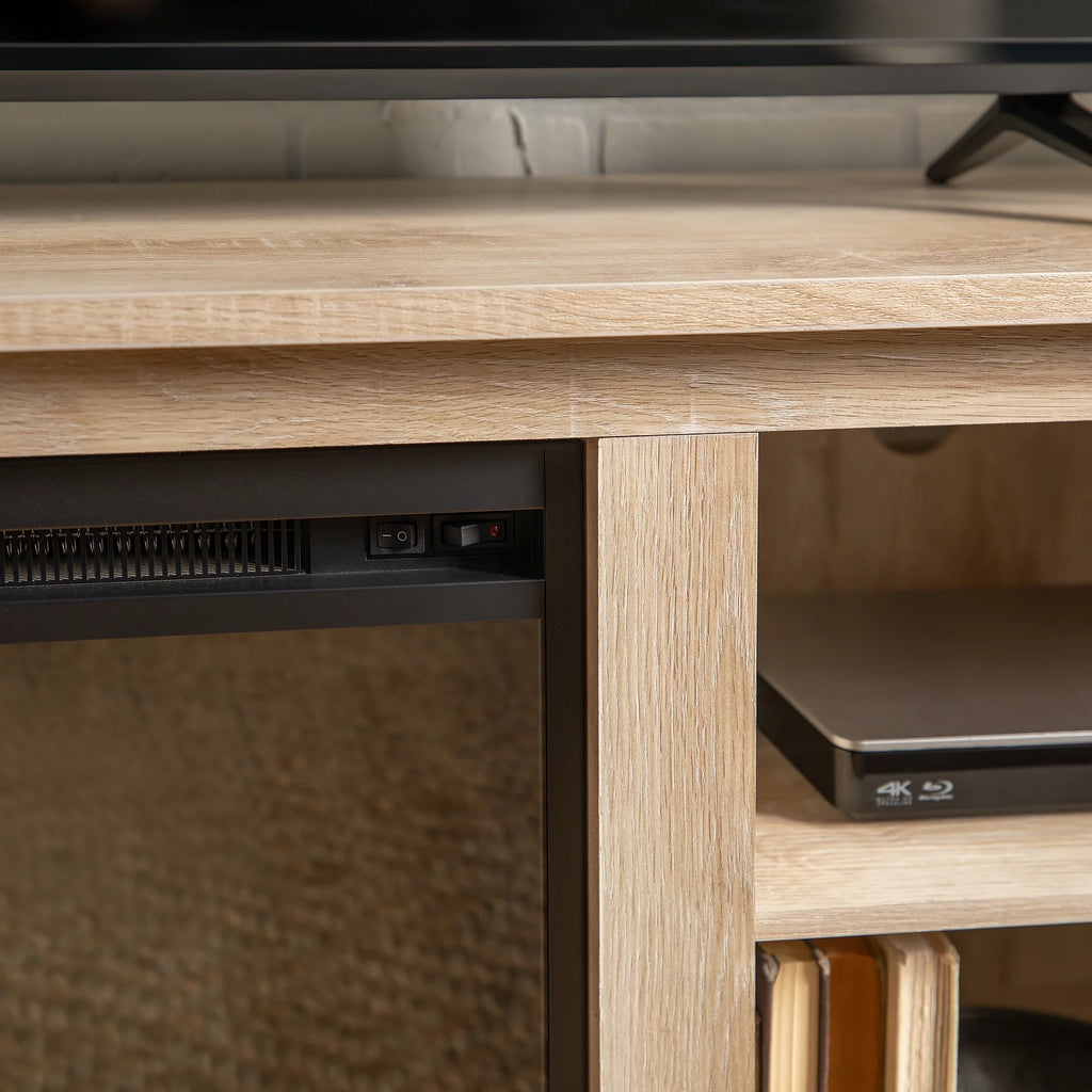 White Oak Open Storage Fireplace TV Stand M6086