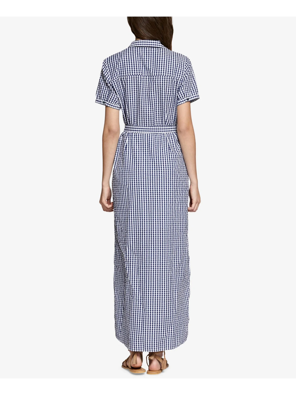Blue Gingham Shirt Dress A8191