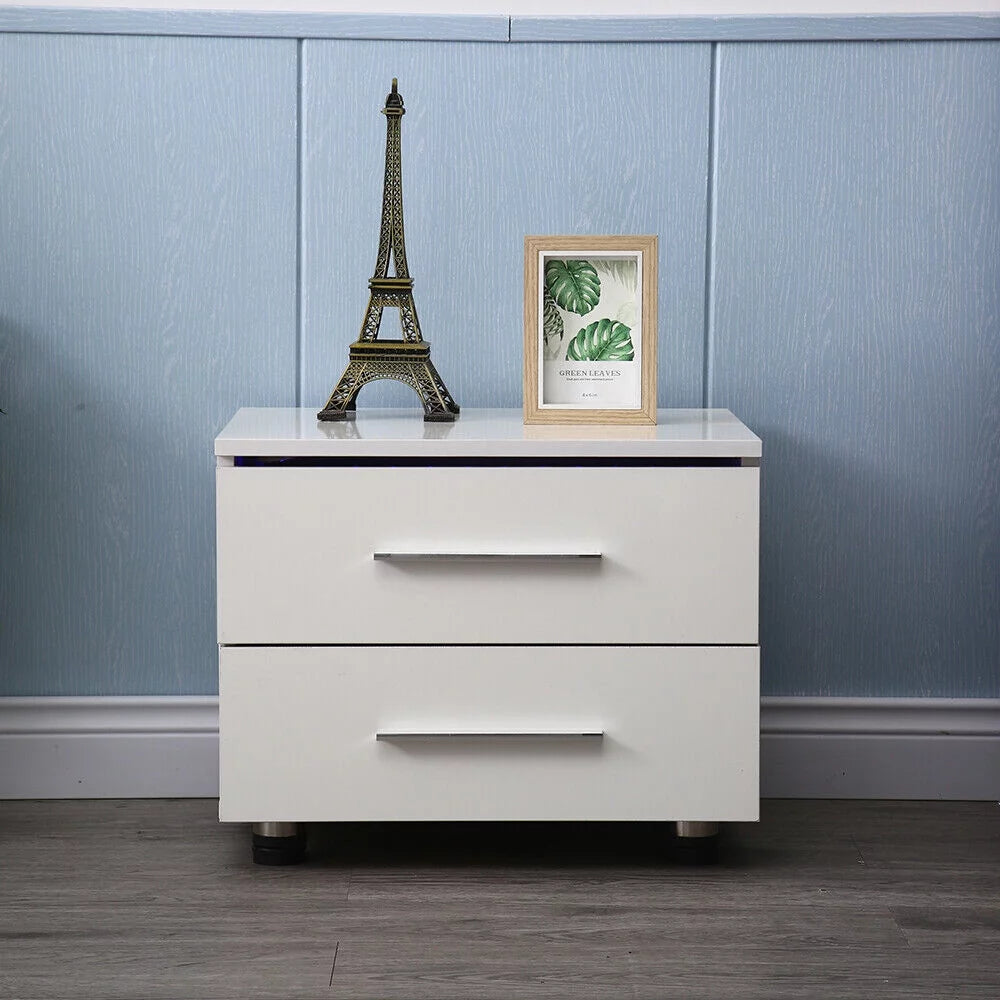 High Gloss 2 Drawer Nightstand Q11386