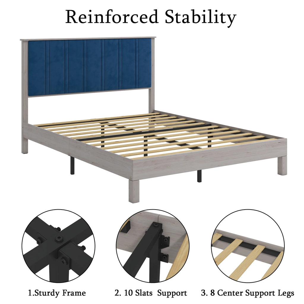 King Wood Bed Frame with Headboard M31154