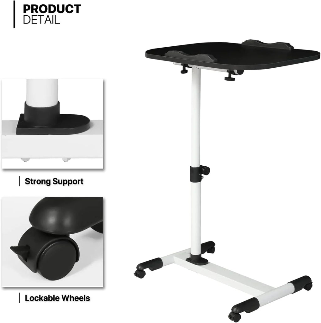 Black Adjustable Height Mobile Laptop Desk with Wheels N512600
