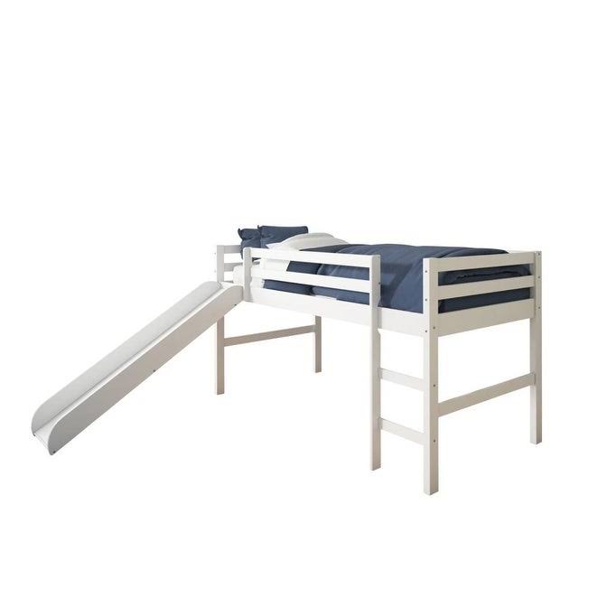 White Twin Loft Bed with Slide I391072
