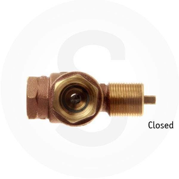 3/4 inch Angled Gas Fire Pit Shut Off Valve Kit with Pewter Flange and Key I94450