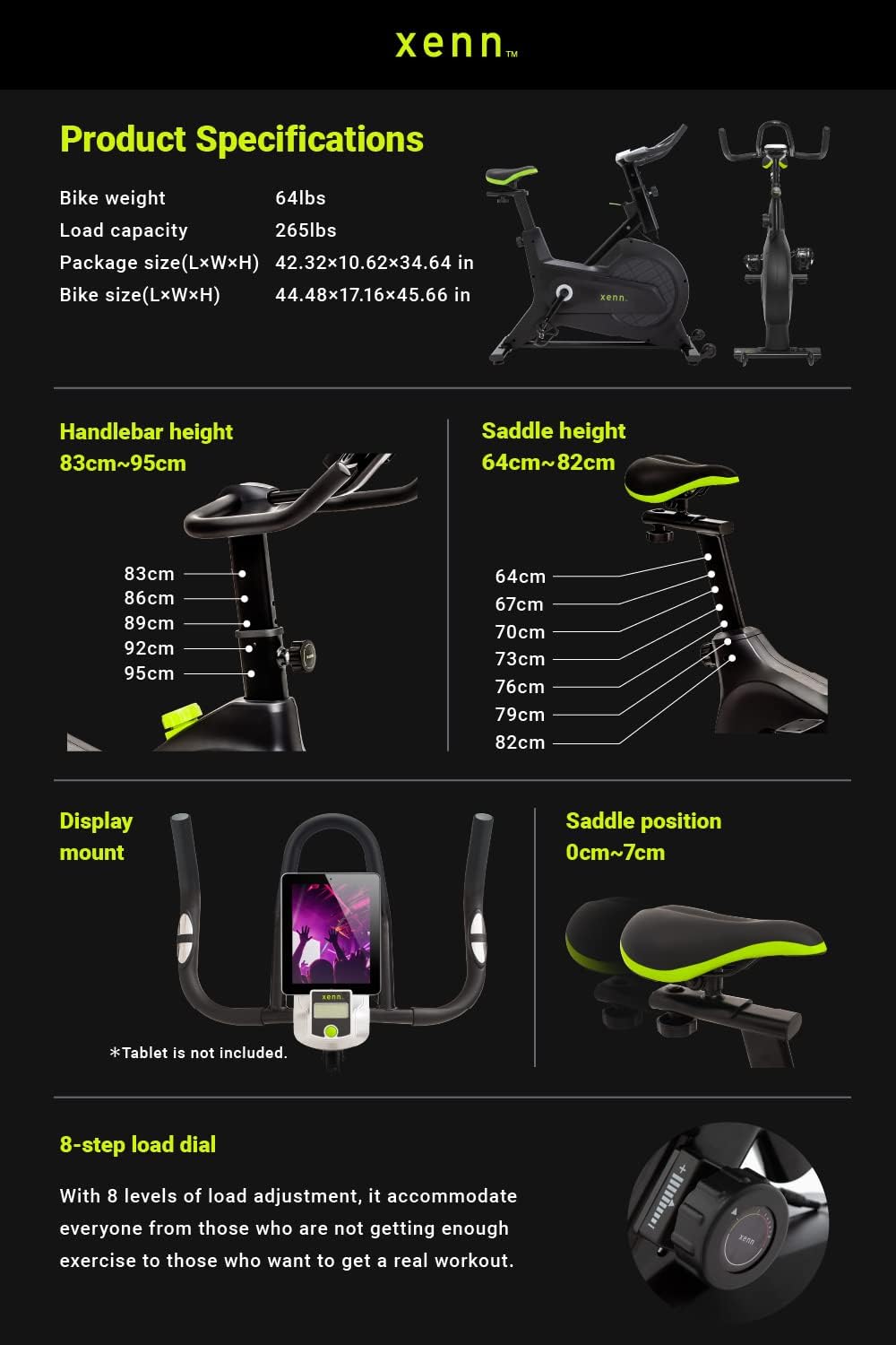 Exercise Bike Indoor Cycling Bike with Pulse Monitor, 256lbs Weight Capacity J333142