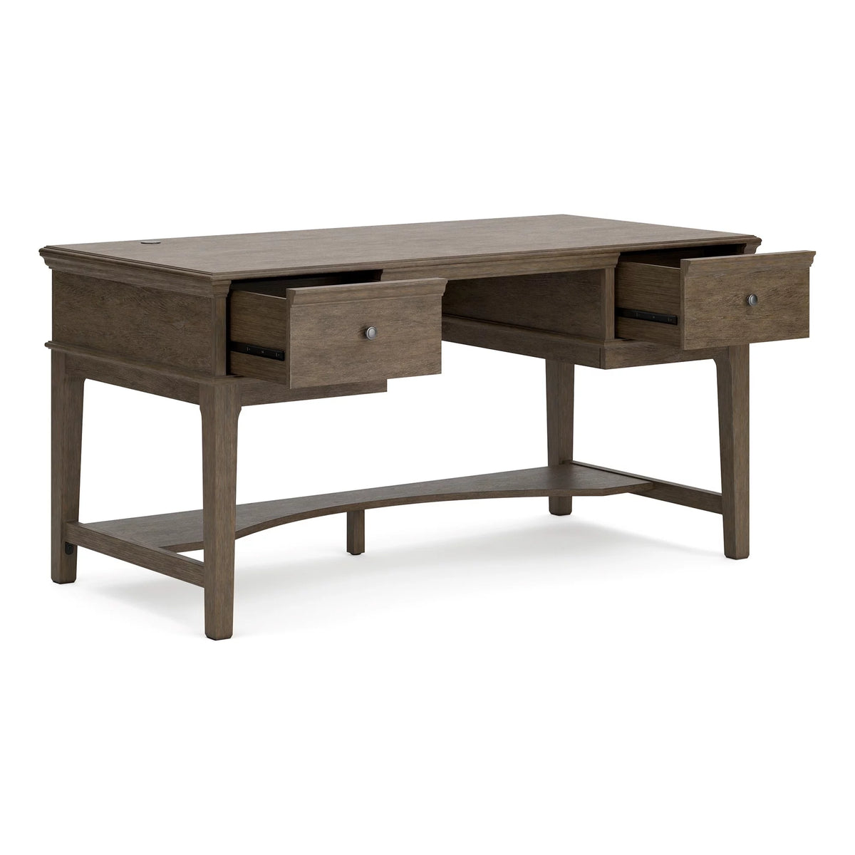 60 Inch Weathered Gray Wood Storage Desk with USB Ports Y663