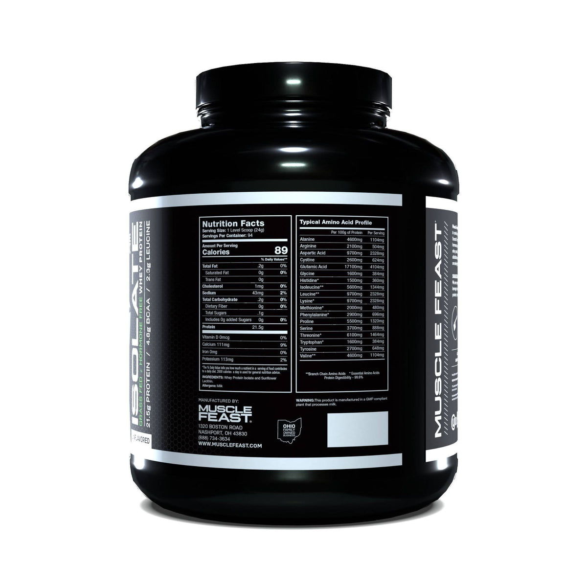 100% Pure Whey Protein Isolate Powder Cappuccino 5 lb U20049