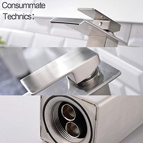 Black Single Handle Stainless Steel Waterfall Vessel Sink Faucet N71080
