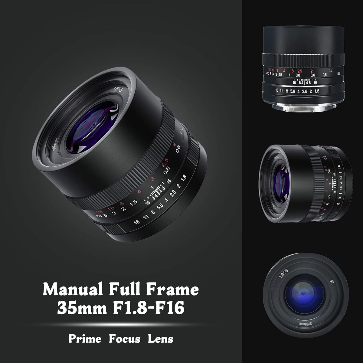 35mm F1.8 Full Frame Manual Prime Lens for L-Mount Mirrorless Camera F627