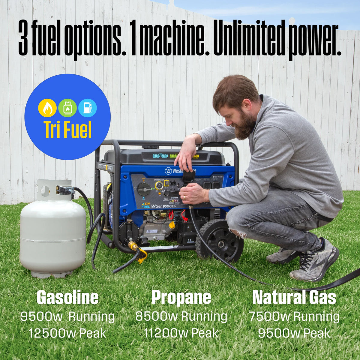 12,500 Peak Watt Dual Fuel Portable Generator A376