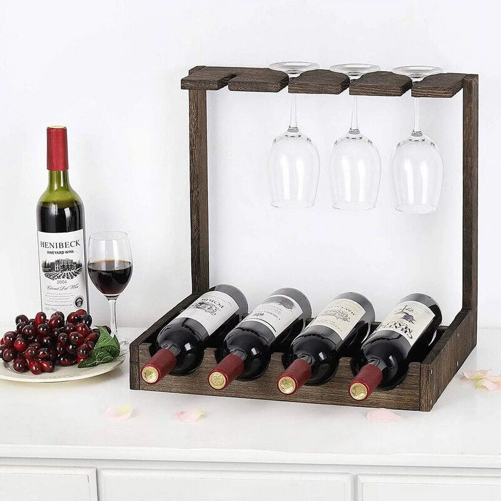 Countertop Wine Rack with 4 Glass Holder B1840