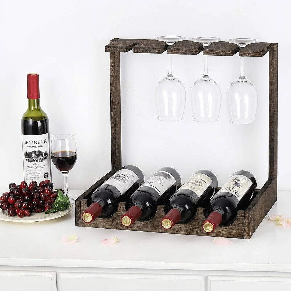 Countertop Wine Rack with 4 Glass Holder B1840