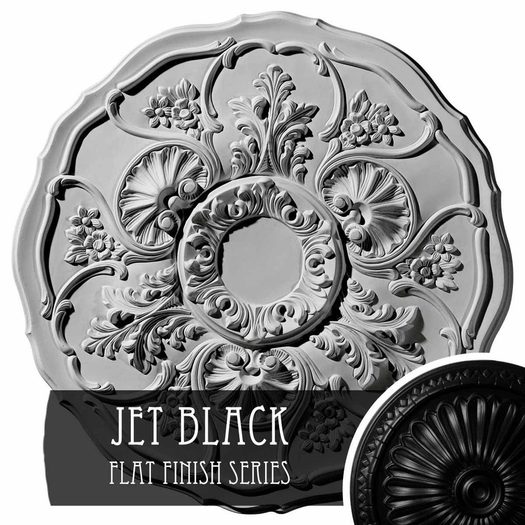 22 1/2x22OD x 1 1/2x22P Hand-Painted Jet Black Ceiling Medallion E635400