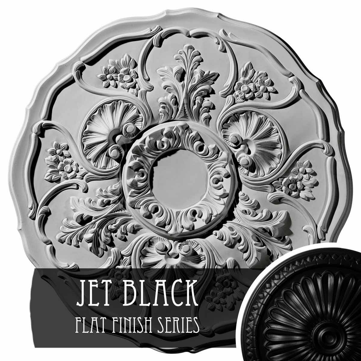 22 1/2x22OD x 1 1/2x22P Hand-Painted Jet Black Ceiling Medallion E635400