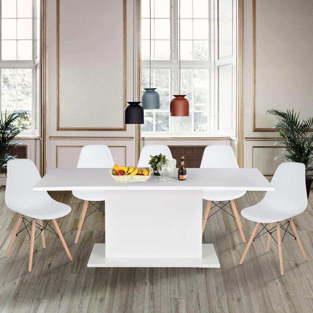 White High Gloss Wooden Expandable Dining Table E698