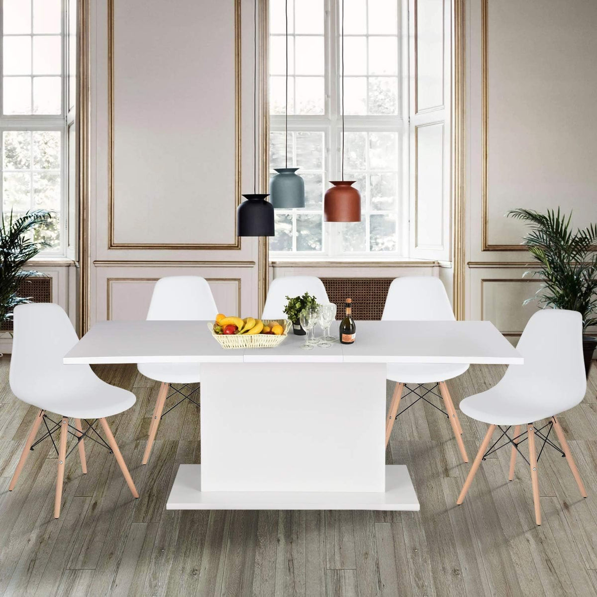 White High Gloss Wooden Expandable Dining Table E698
