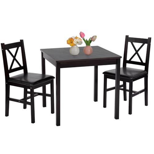 5-Piece Solid Wood Dining Table Set for 4 Brown F45939