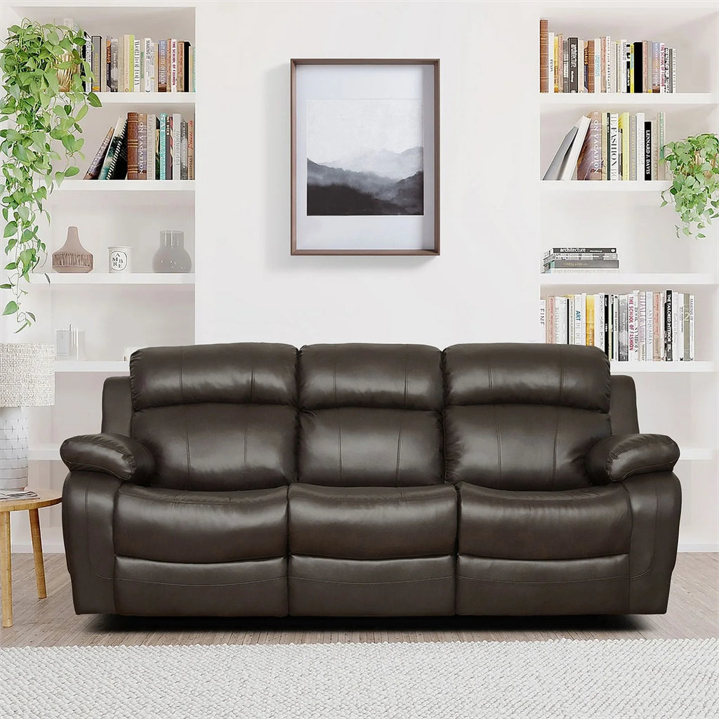 Brown Faux Leather 2-Piece Reclining Sofa Set J25533