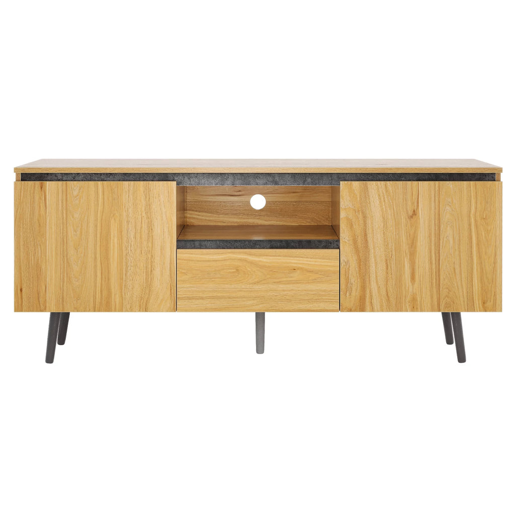 Farmhouse Wood TV Stand with LED Lights I725