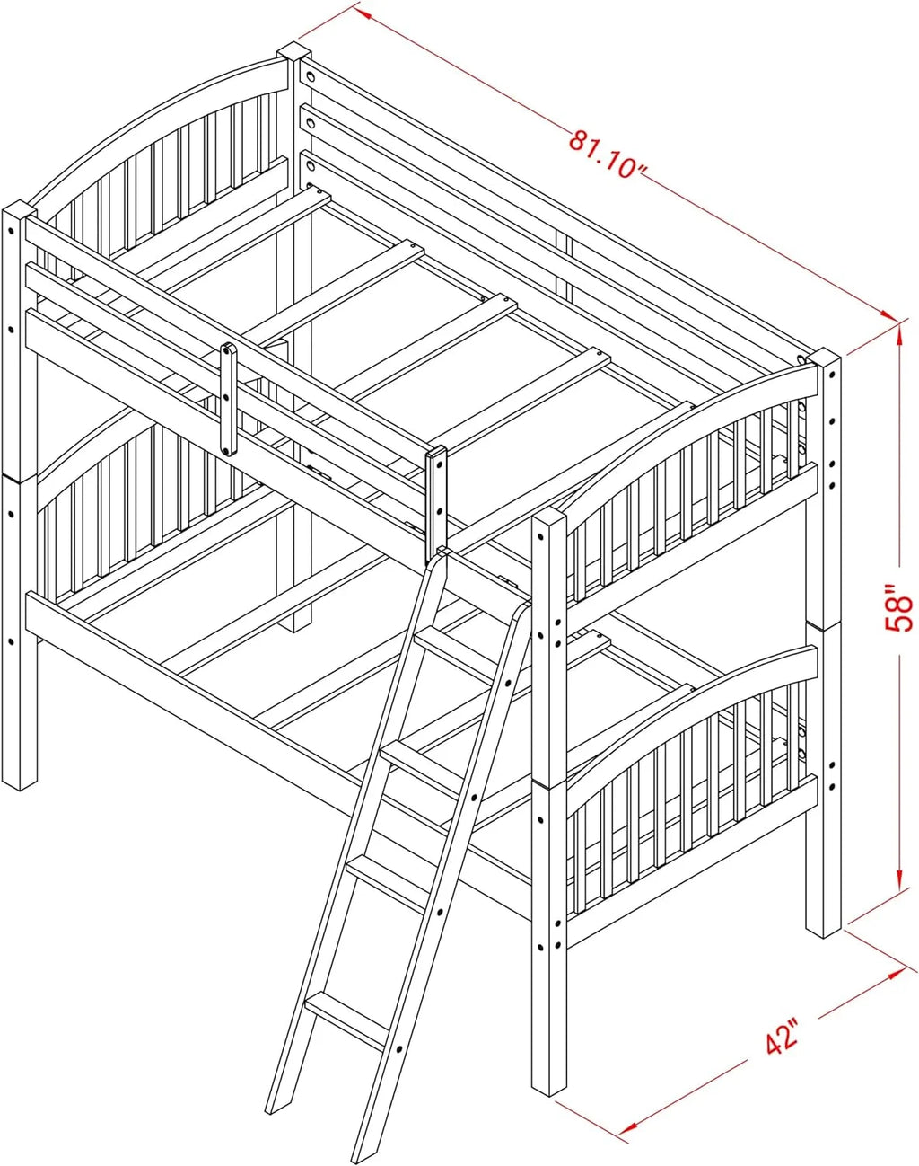 Wood Bunk Beds with Ladder and Safety Rail V954358