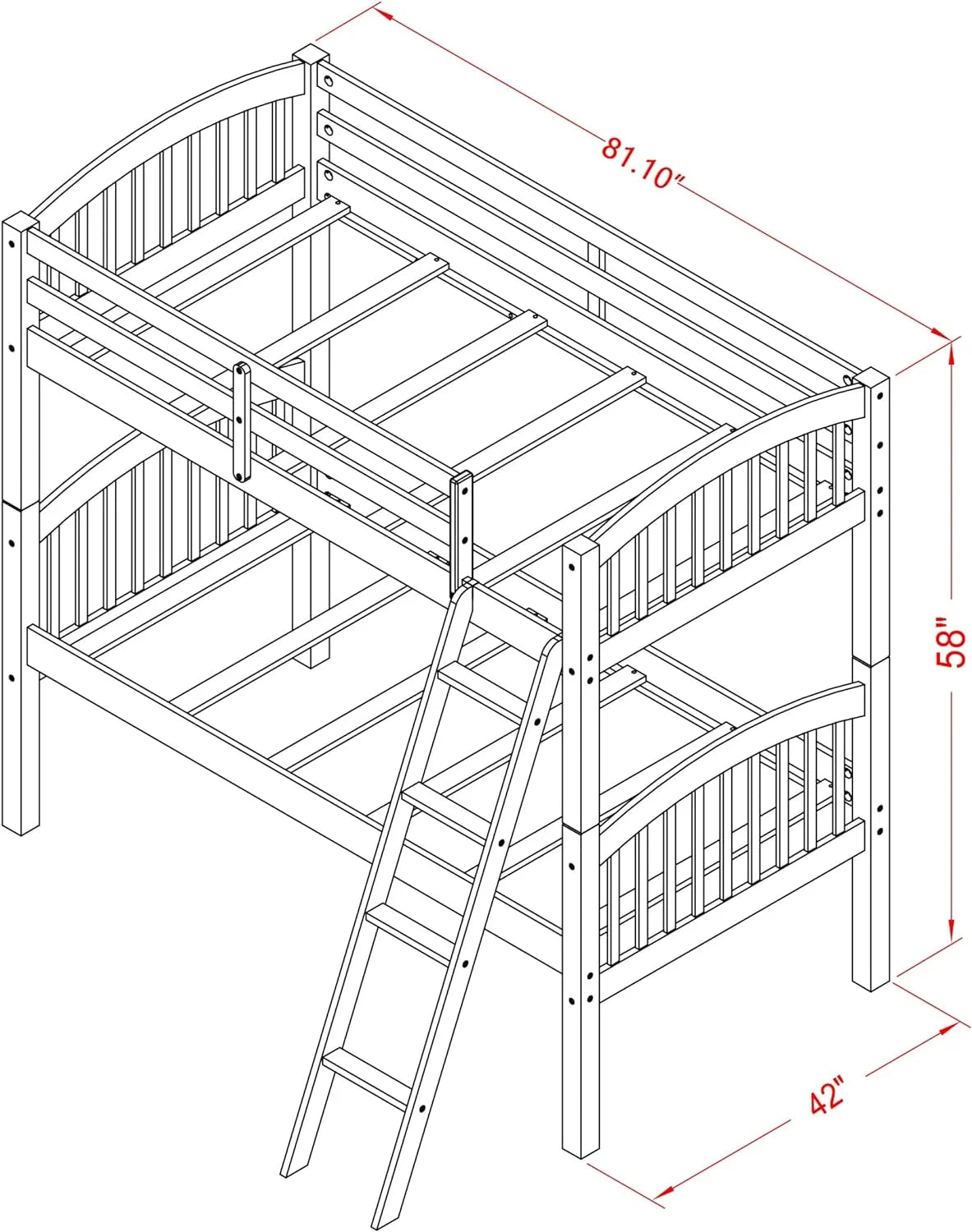 Wood Bunk Beds with Ladder and Safety Rail V954358