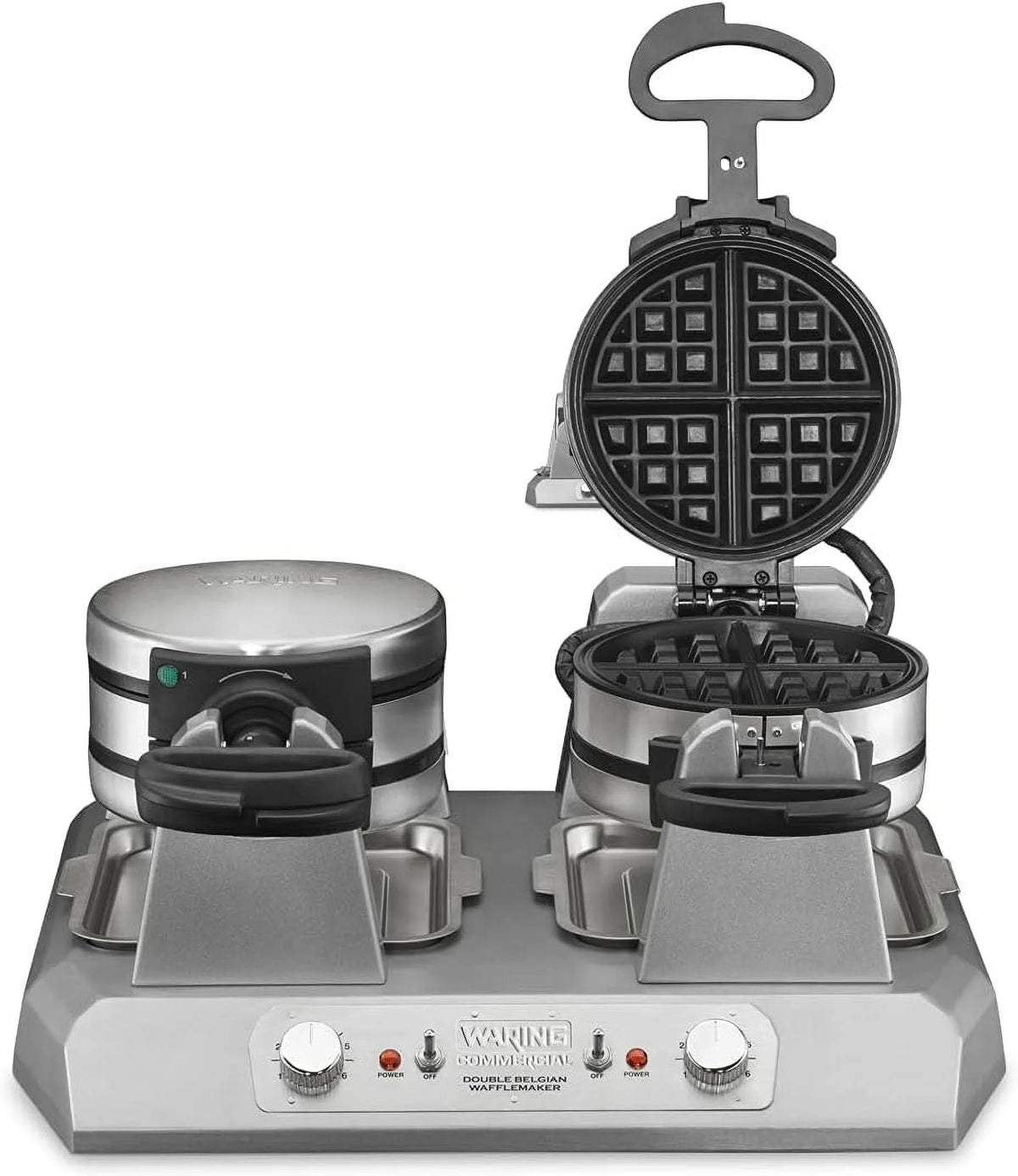 Double Side Belgian Waffle Maker, Non Stick Plates, 75 Waffles Per Hour B360096