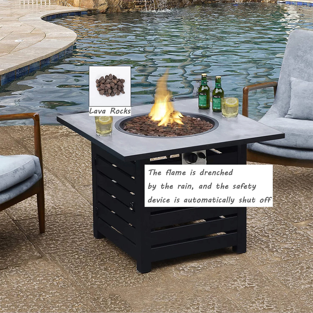 32" Gas Fire Pit Table 50,000 BTU with Waterproof Cover Y396