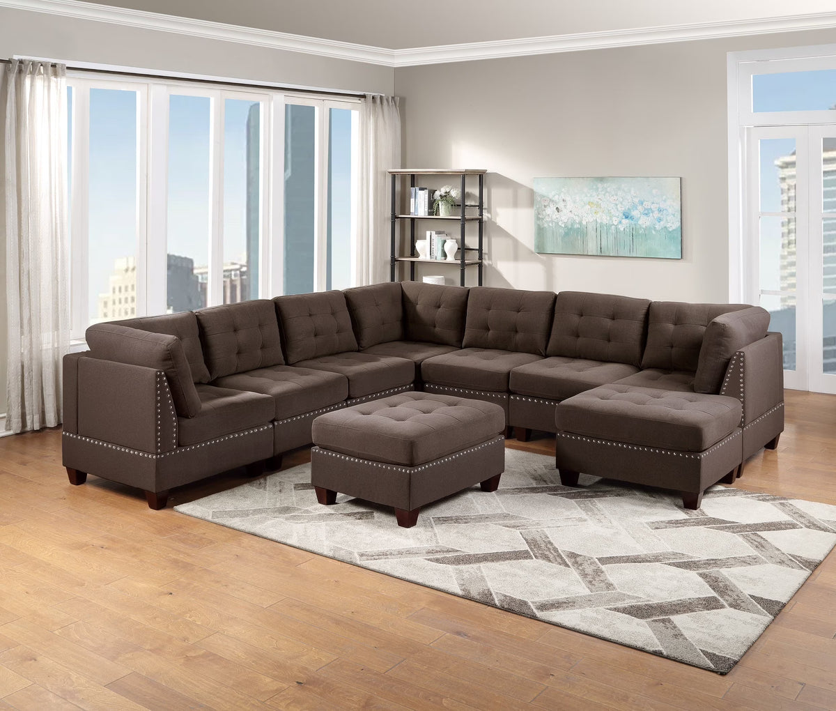 Modular Sectional 9pc Set with Ottomans Q63635
