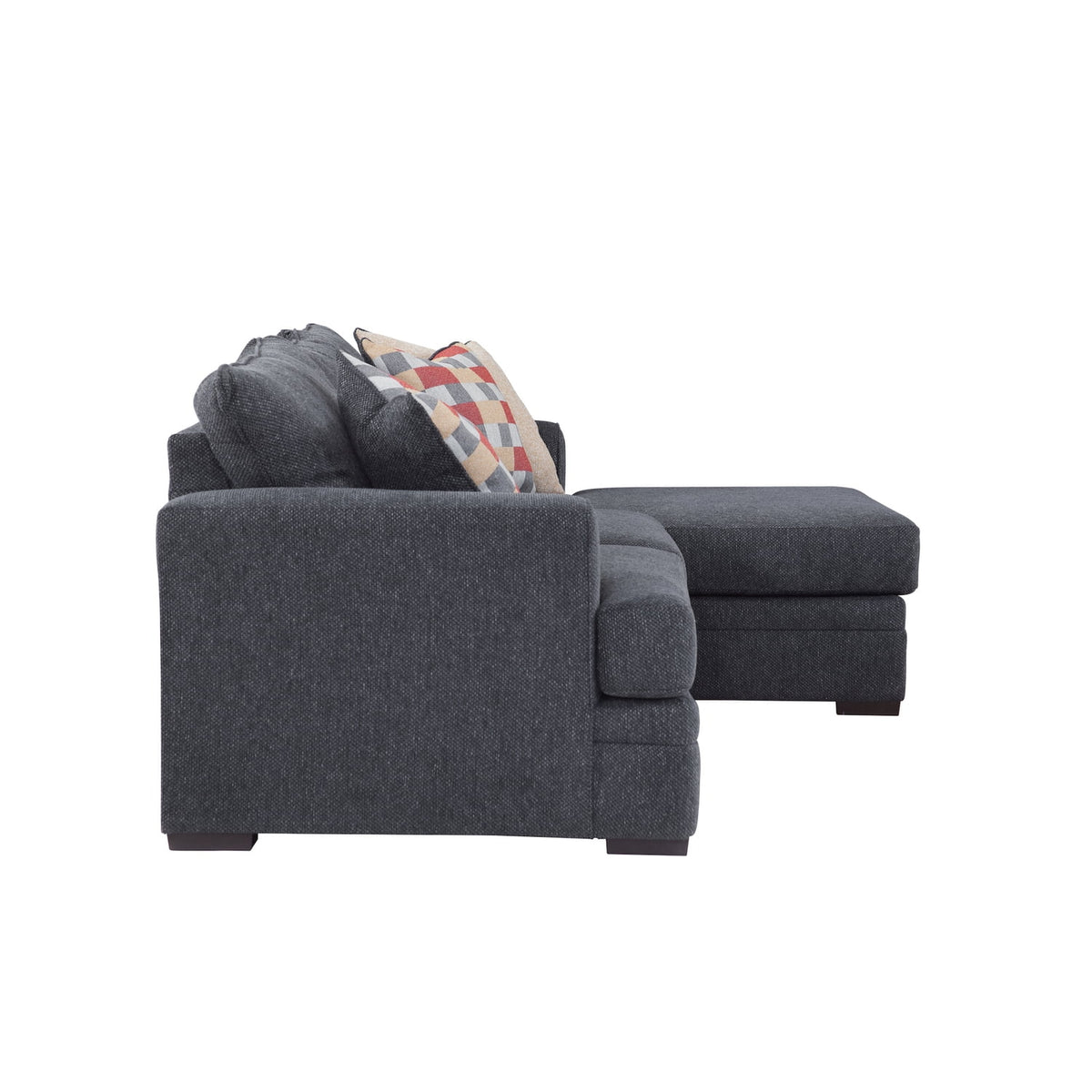 Charcoal Two Piece Sectional Sofa with Three Throw Pillows B79436