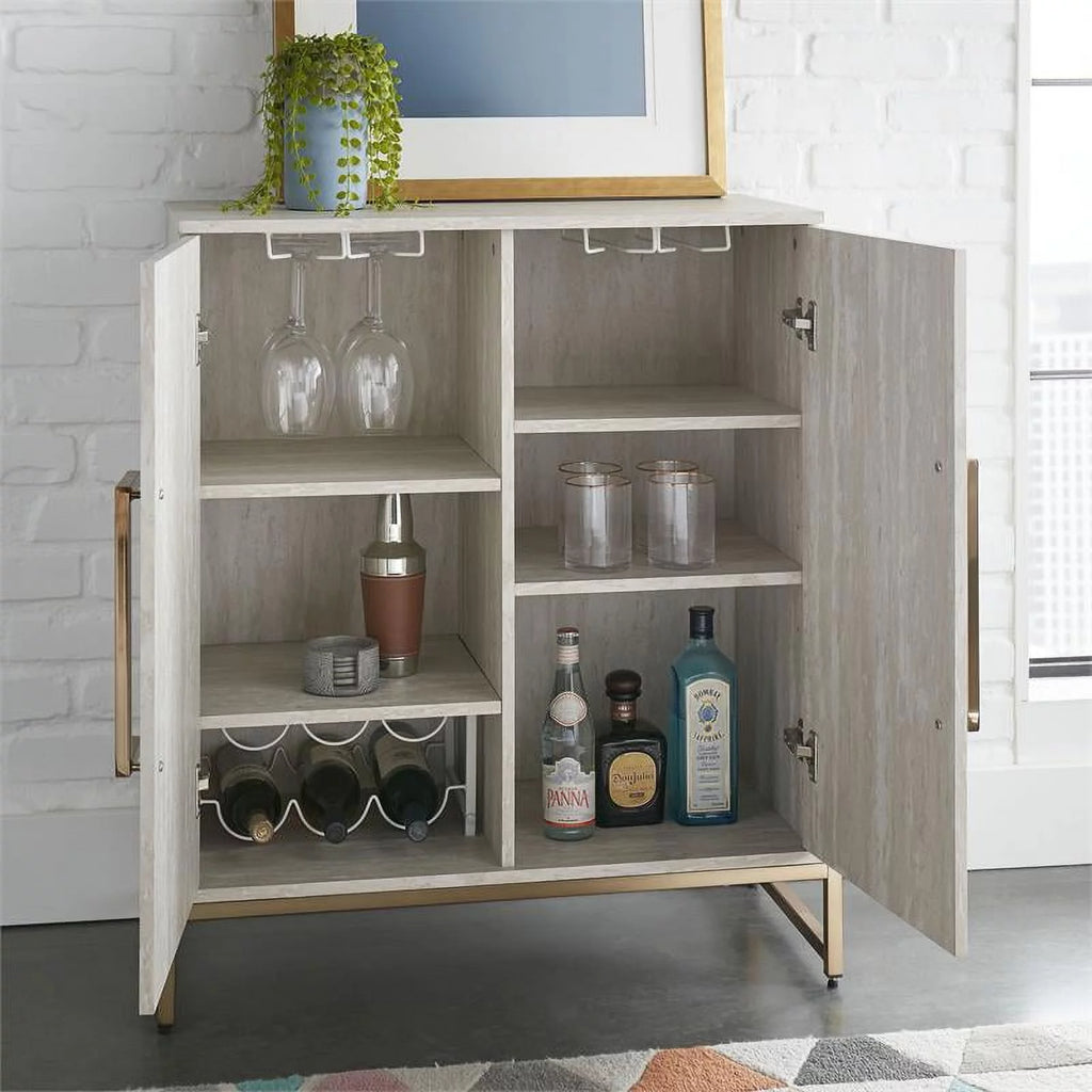 Faux Marble and Gold Metal Base Wine Cabinet K8208
