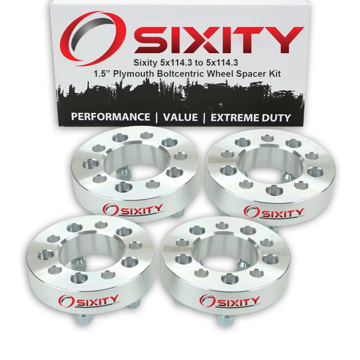 4 pc 1.5" 5x114.3 Wheel Spacers with 1/2-20tpi Studs M9950