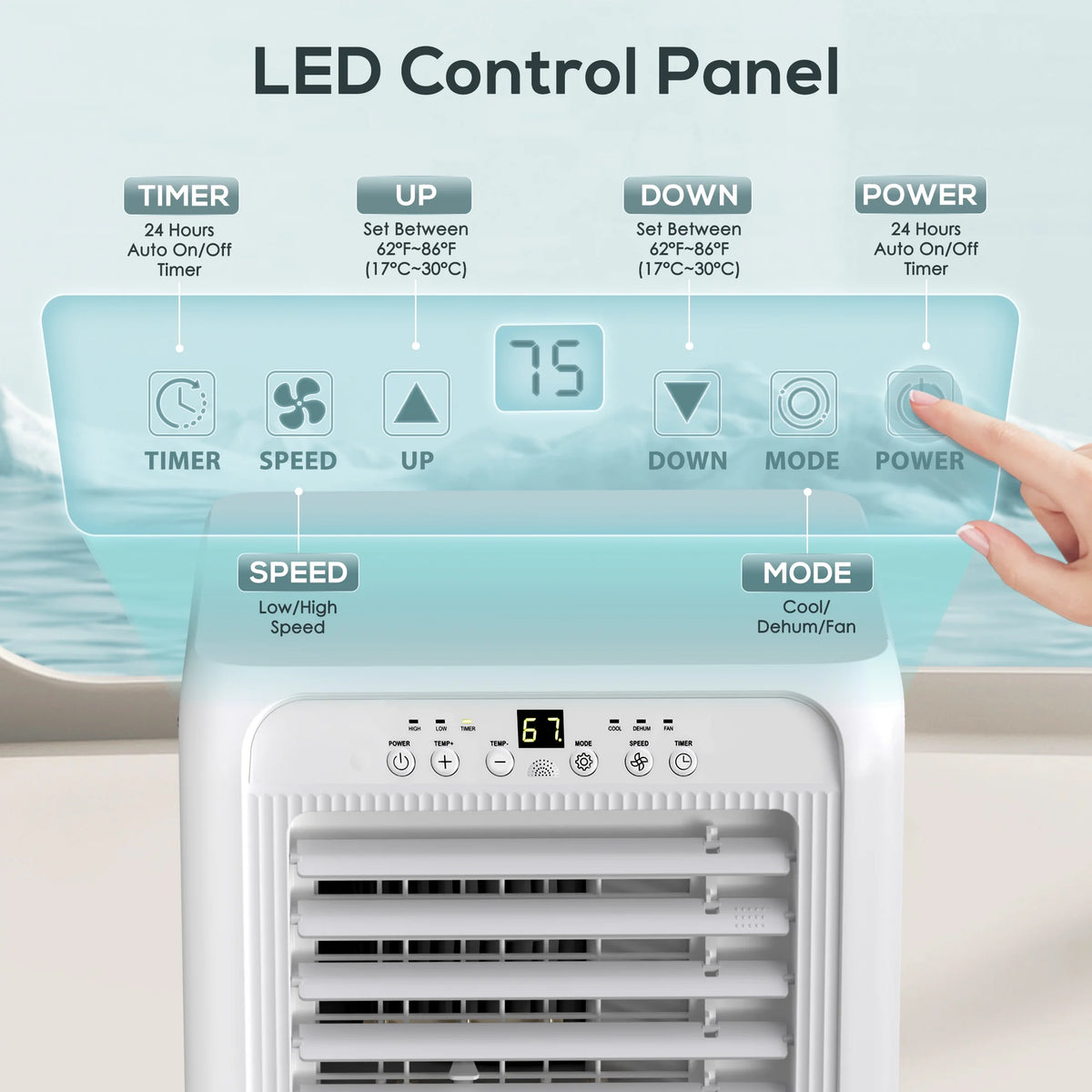 5000BTU Portable Air Conditioner 3 in 1 with 24-Hour Timer Z476
